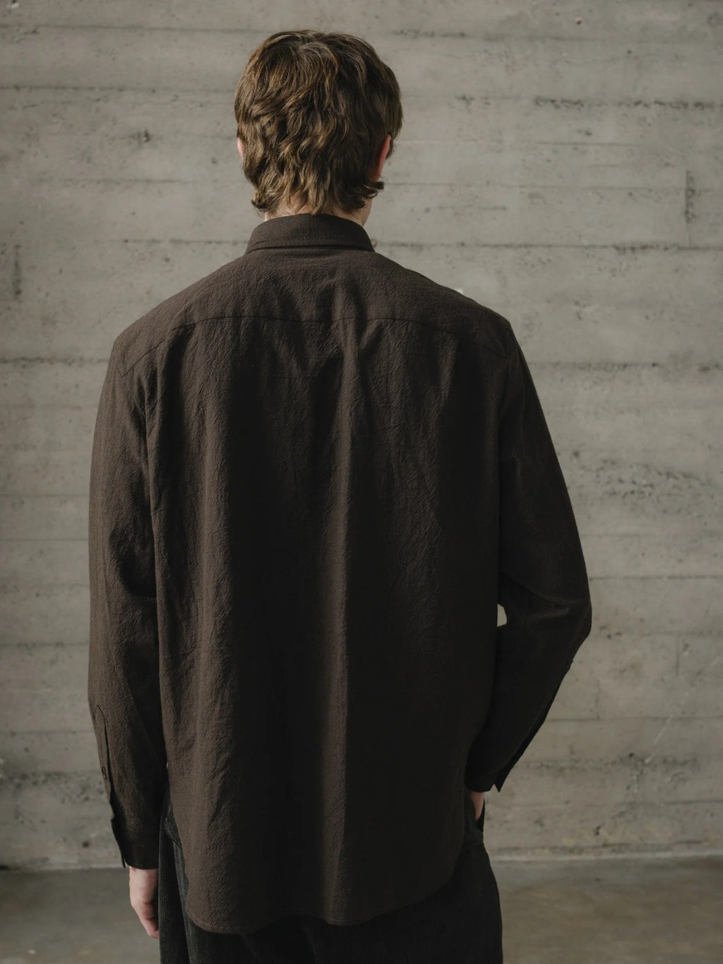 EVAN KINORI BUTTON DOWN COLLAR SHIRT YARN DYED COTTON YAK BROWN/BLACK