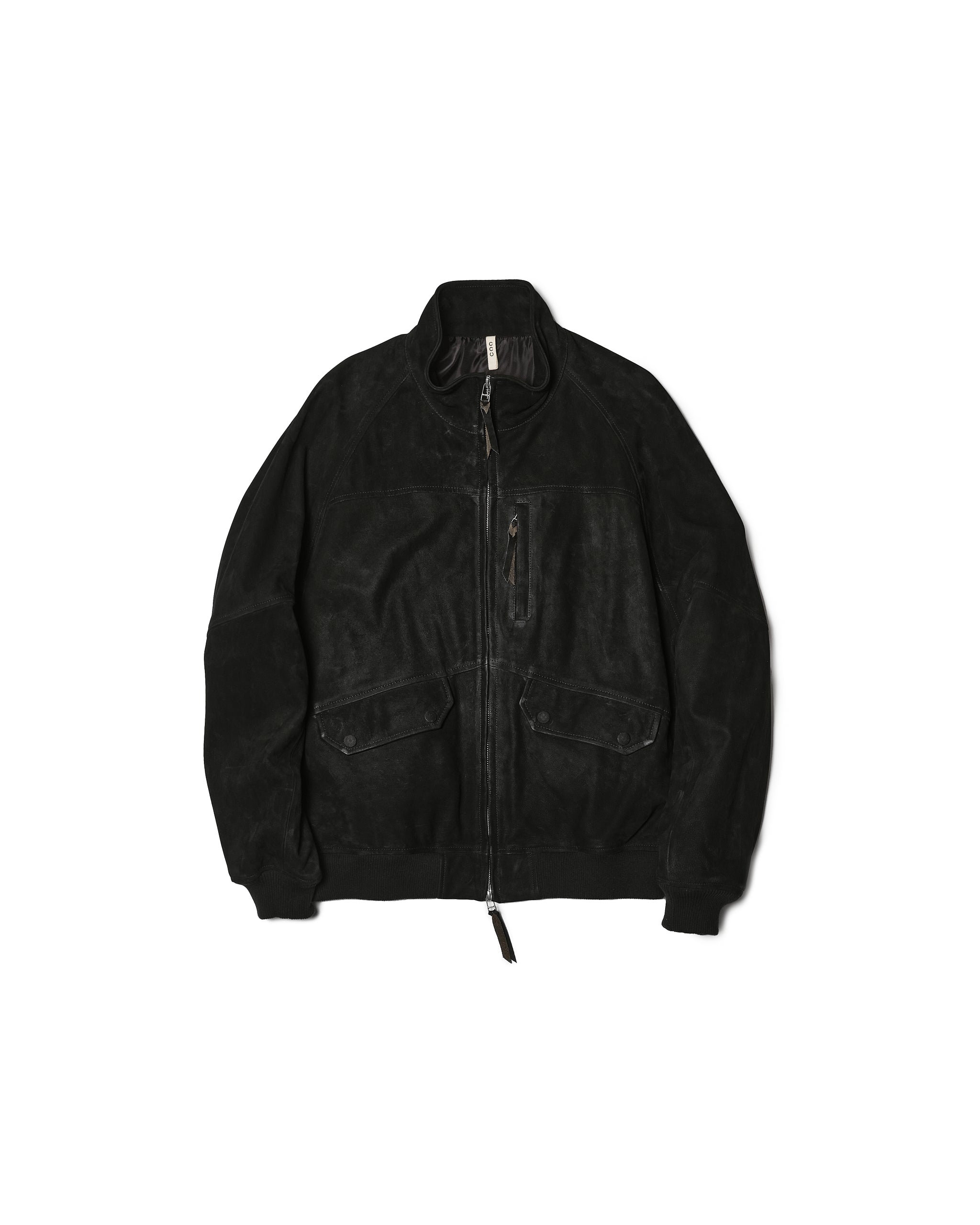 CCU LEATHER HIGH NECK BLOUSON NUBUCK BLACK